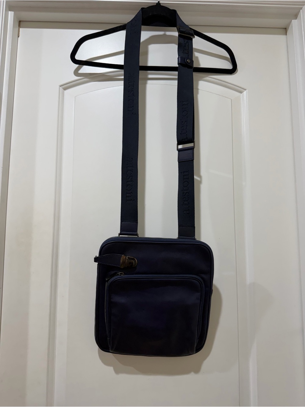 a. testoni Navy Crossbody Messenger Bag with Adjustable Strap